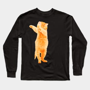 Dabbing Cat Kitten Funny Dab Dance Kitty Funny Gift Long Sleeve T-Shirt